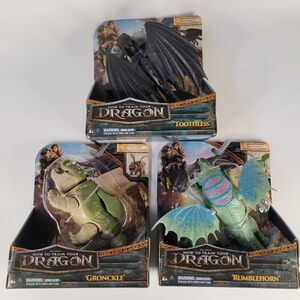 2025 Lot 3 How To Train Your Dragon Toys Toothless Rumblehorn Gronckle Figures